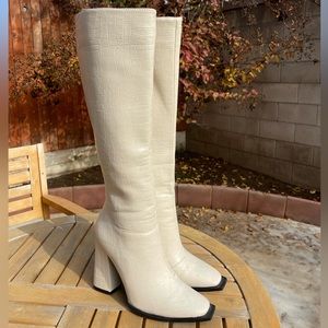 Retro Knee-High Croc Boots